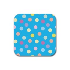 Blue Polkadot Rubber Coaster (square) by nate14shop