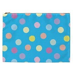 Blue Polkadot Cosmetic Bag (xxl) by nate14shop