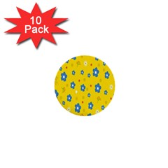 Floral Yellow 1  Mini Buttons (10 Pack)  by nate14shop