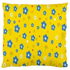 Floral Yellow Large Flano Cushion Case (one Side) by nate14shop
