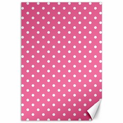 Polkadots-pink-white Canvas 12  X 18  by nate14shop