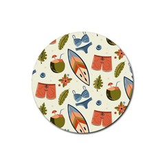 Seamless Pattern Rubber Round Coaster (4 Pack)