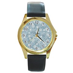 Snow-frozen Round Gold Metal Watch by nate14shop