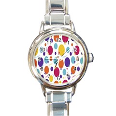 Background-polkadot 01 Round Italian Charm Watch