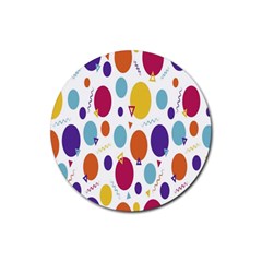 Background-polkadot 01 Rubber Round Coaster (4 pack)