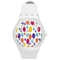 Background-polkadot 01 Round Plastic Sport Watch (M)