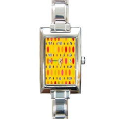 Banner-polkadot-yellow Rectangle Italian Charm Watch by nate14shop