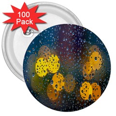  Raindrops Window Glass 3  Buttons (100 Pack) 