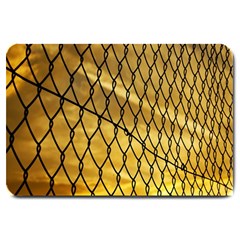 Chain Link Fence Sunset Wire Steel Fence Large Doormat  by artworkshop