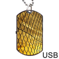 Chain Link Fence Sunset Wire Steel Fence Dog Tag Usb Flash (two Sides) by artworkshop