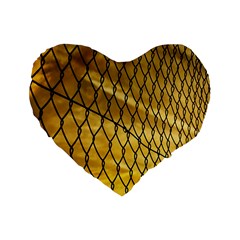 Chain Link Fence Sunset Wire Steel Fence Standard 16  Premium Heart Shape Cushions by artworkshop