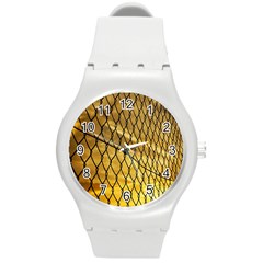 Chain Link Fence Sunset Wire Steel Fence Round Plastic Sport Watch (m) by artworkshop