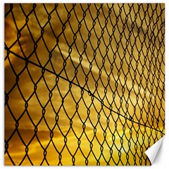 Chain Link Fence Sunset Wire Steel Fence Canvas 20  X 20 