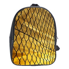 Chain Link Fence Sunset Wire Steel Fence School Bag (large) by artworkshop