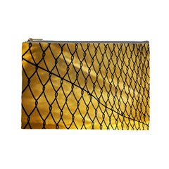 Chain Link Fence Sunset Wire Steel Fence Cosmetic Bag (large) by artworkshop