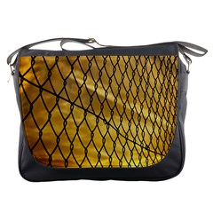 Chain Link Fence Sunset Wire Steel Fence Messenger Bag by artworkshop