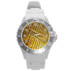 Chain Link Fence Sunset Wire Steel Fence Round Plastic Sport Watch (l) by artworkshop