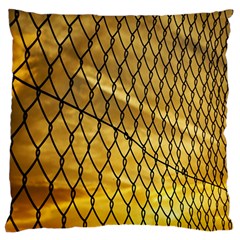 Chain Link Fence Sunset Wire Steel Fence Large Flano Cushion Case (two Sides) by artworkshop