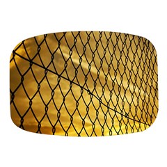 Chain Link Fence Sunset Wire Steel Fence Mini Square Pill Box by artworkshop