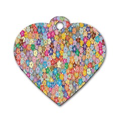 Floral-flower Dog Tag Heart (One Side)