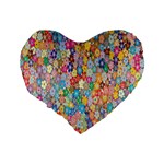 Floral-flower Standard 16  Premium Flano Heart Shape Cushions Back