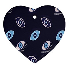 Eyes Evil Eye Blue Pattern Design Heart Ornament (two Sides) by artworkshop
