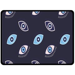 Eyes Evil Eye Blue Pattern Design Double Sided Fleece Blanket (large) 