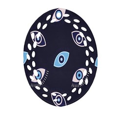 Eyes Evil Eye Blue Pattern Design Ornament (oval Filigree) by artworkshop