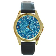 Surface Abstract  Round Gold Metal Watch by artworkshop