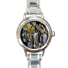 Rock Wall Crevices Geology Pattern Shapes Texture Round Italian Charm Watch