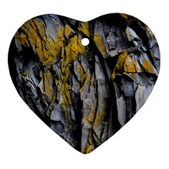 Rock Wall Crevices Geology Pattern Shapes Texture Heart Ornament (two Sides) by artworkshop