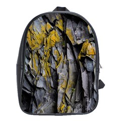 Rock Wall Crevices Geology Pattern Shapes Texture School Bag (xl) by artworkshop