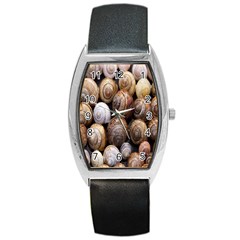 Snail Shells Pattern Arianta Arbustorum Barrel Style Metal Watch