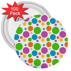 Polka-dot-callor 3  Buttons (100 Pack)  by nate14shop