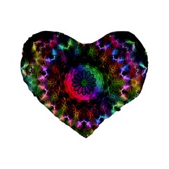 Pride Mandala Standard 16  Premium Flano Heart Shape Cushions by MRNStudios