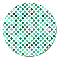 Polka-dot-green Magnet 5  (round)