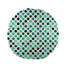 Polka-dot-green Standard 15  Premium Round Cushions by nate14shop