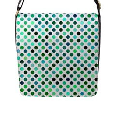 Polka-dot-green Flap Closure Messenger Bag (l)