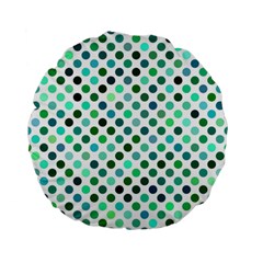 Polka-dot-green Standard 15  Premium Flano Round Cushions by nate14shop