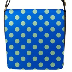 Polka-dots-blue Flap Closure Messenger Bag (S)