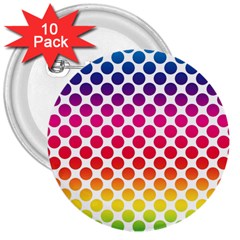 Polka-dots-callor 3  Buttons (10 Pack)  by nate14shop