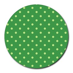 Polka-dots-green Round Mousepads by nate14shop