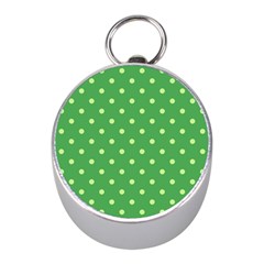 Polka-dots-green Mini Silver Compasses