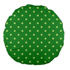 Polka-dots-green Large 18  Premium Flano Round Cushions