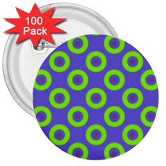 Polka-dots-green-blue 3  Buttons (100 Pack)  by nate14shop