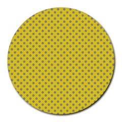 Polka-dots-light Yellow Round Mousepads by nate14shop