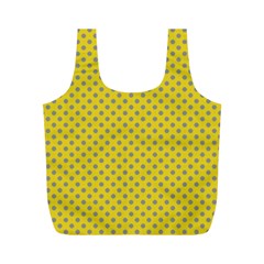 Polka-dots-light Yellow Full Print Recycle Bag (m) by nate14shop