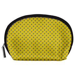 Polka-dots-light Yellow Accessory Pouch (large) by nate14shop