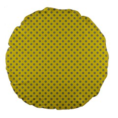 Polka-dots-light Yellow Large 18  Premium Flano Round Cushions by nate14shop