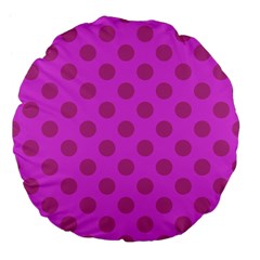 Polka-dots-purple Large 18  Premium Flano Round Cushions